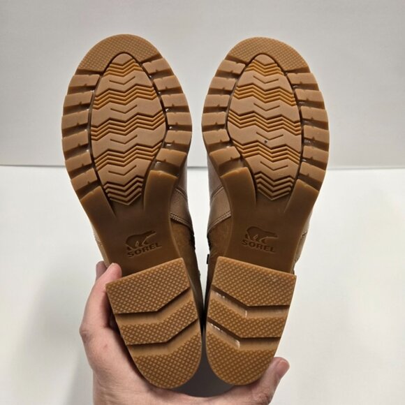 Sorel Nadia Tan and Cream Leather Peep Toe Ankle Bootie - Picture 9 of 10